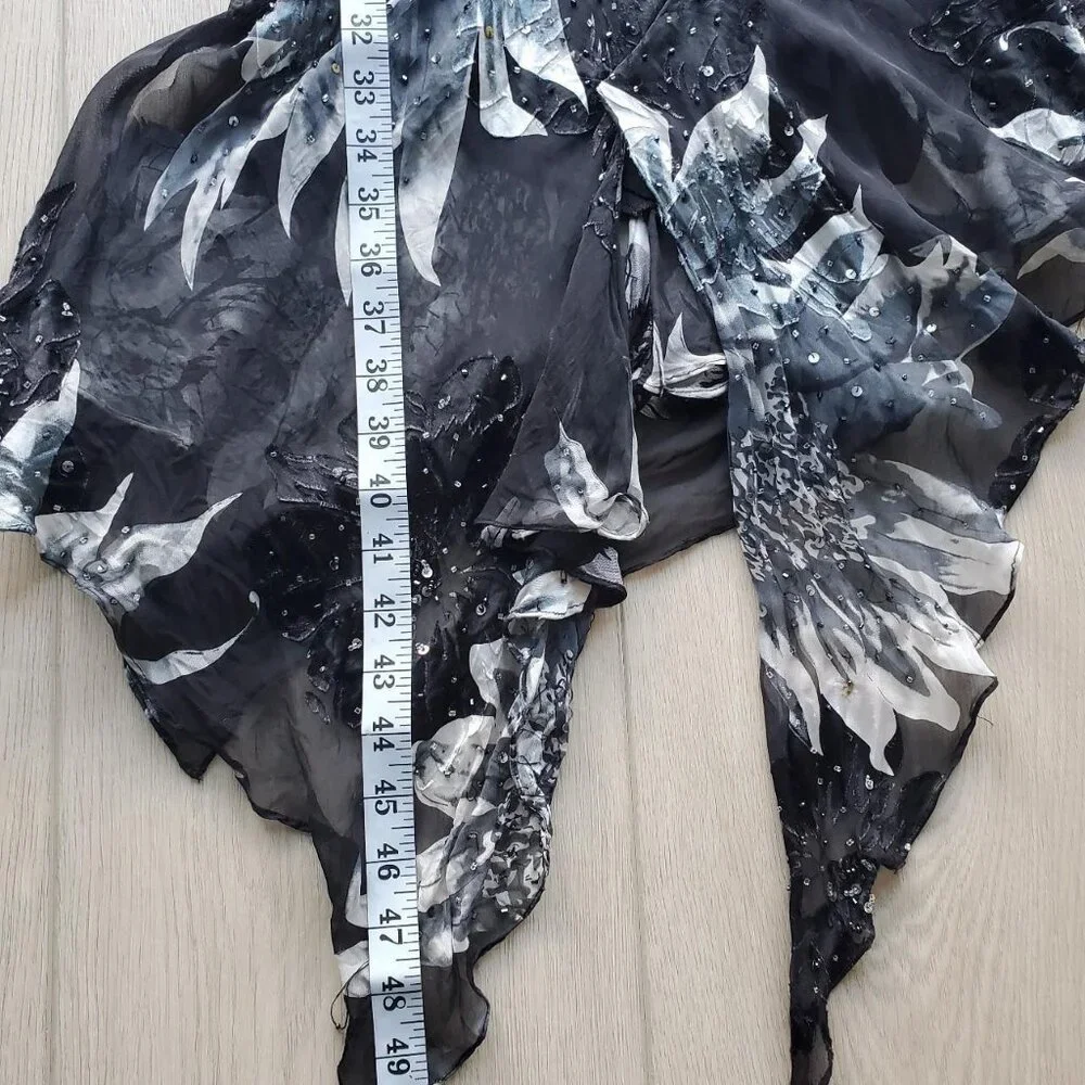 Cache Silk Blend Sleeveless Midi Beaded Dress Asymmetrical Hem - Picture 7 of 10